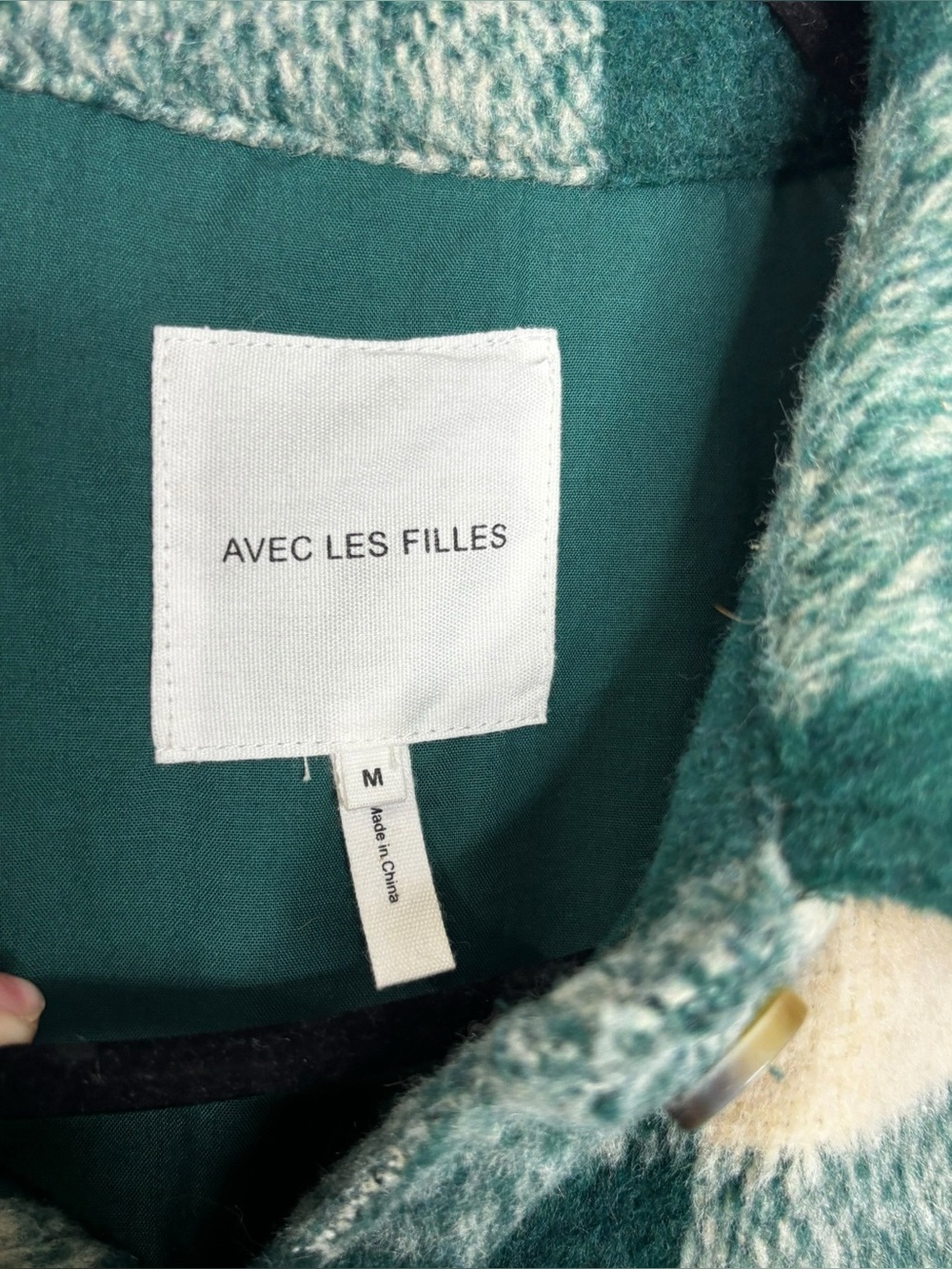 Avec Les Filles Relaxed Longline Buffalo Emerald Oversize Plaid Shacket Coat Med - Picture 4 of 11